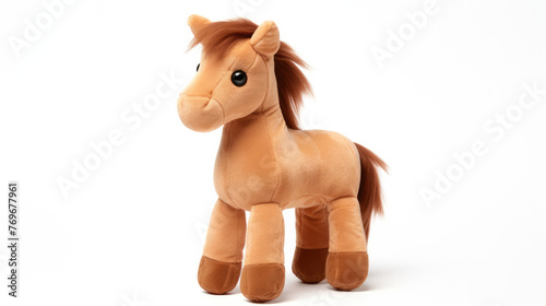 Huggable Happiness - Adorable Horse Plush Doll, Stuffed Animal Toy Isolated on White Background