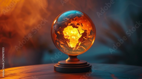 Glowing globe depicting global heat zones