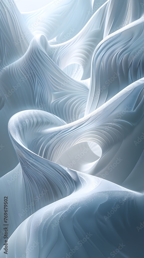 Obraz premium Mesmerizing Aerodynamic Designs Inspired by Virtual Reality Simulations in Nordic Neutral Color Palette