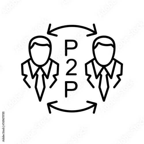 P2P icon. P2P concept. Money exchange and transfer service. Online Agreement. Design thin line. Vector illustration flat design. Isolated on white background.