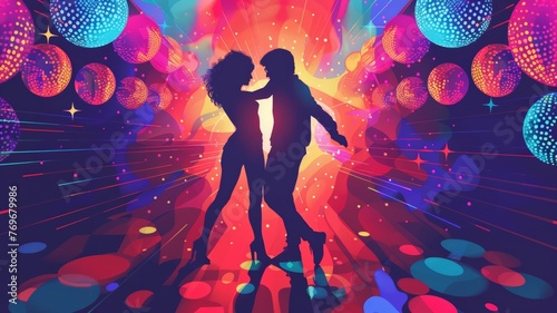 international dance day.Disco events have disco events. Behind there is a pair.. Have fun together.