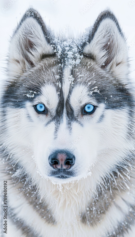 Majestic siberian husky puppy with stunning blue eyes embarks on snowy adventures