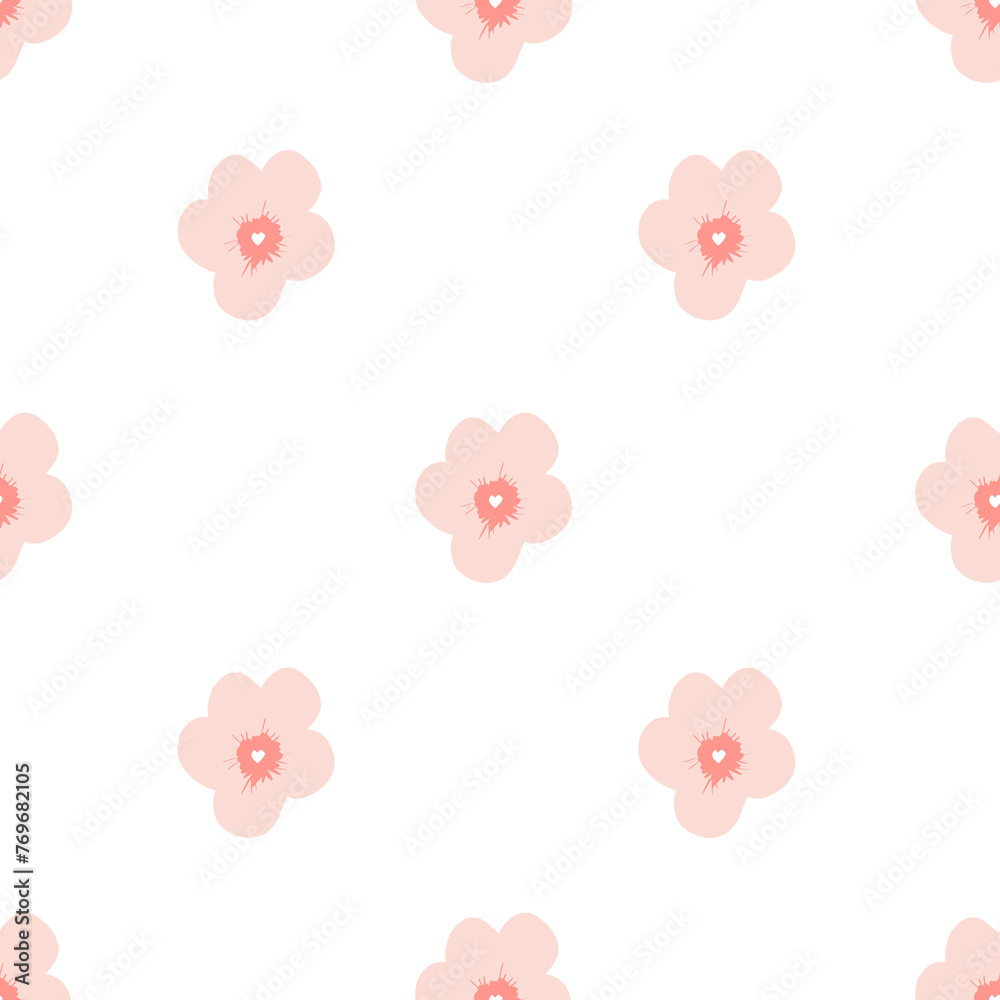 Seamless pattern with pink flowers