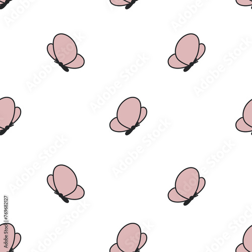 seamless pattern with pink butterflies 