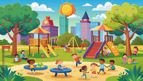 kindergarten or kids playground in city park vect  photo