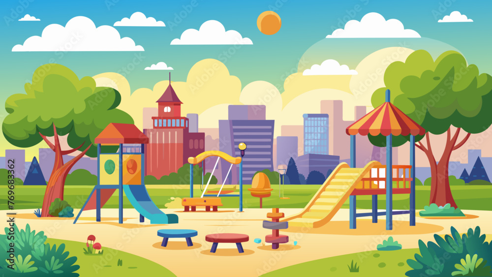 kindergarten or kids playground in city park vect 