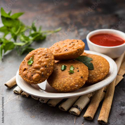 kachori is a flat spicy snack from india also spelled as kachauri and kachodi