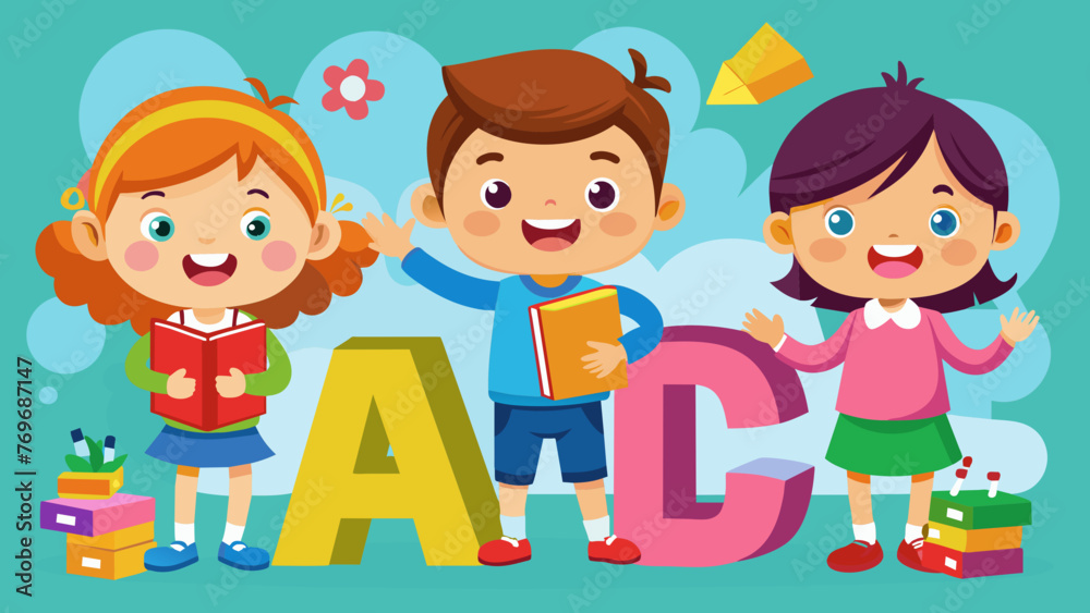 vector illustration of cartoon kids with 123 numbe vector illustration of cartoon kids with 123 numbe