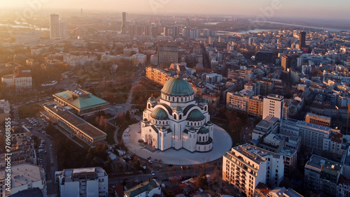 View of Saint Sava, orthodox church in Belgrade, Serbia. photo