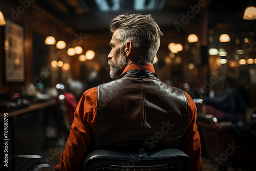 Professional hairdresser man in a modern loft interior barbershop generative AI