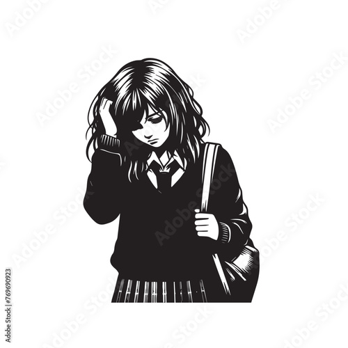 Depressed young student silhouette  image , Depressed young student silhouette png , Depressed young student silhouette  vector