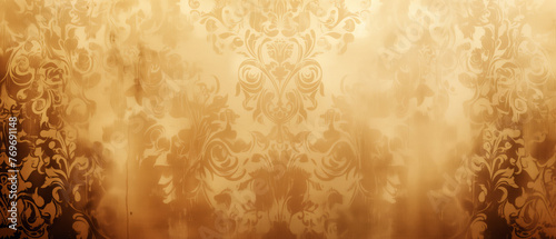 Elegant Golden Floral Damask Pattern Background Suitable for Luxury Design Use 