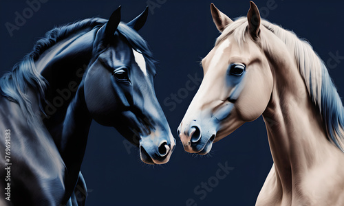 Wallpaper representing two horses facing each other.