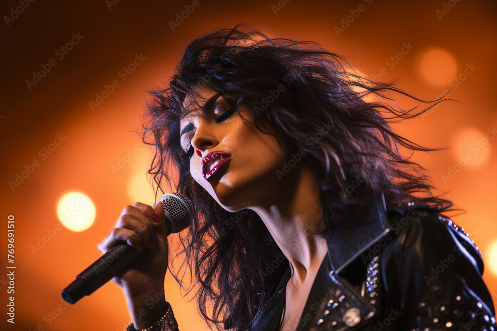 Colorful Generative AI picture of stylish punk person with hairy hairstyle rebellion punk leather outfit Colorful Generative AI picture of stylish punk person with hairy hairstyle rebellion punk leather outfit
