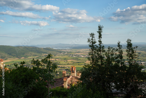 Panoramic view from Cortona, Italy, at summer