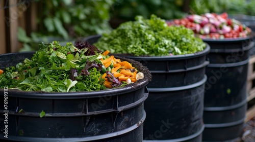 Composting food waste.