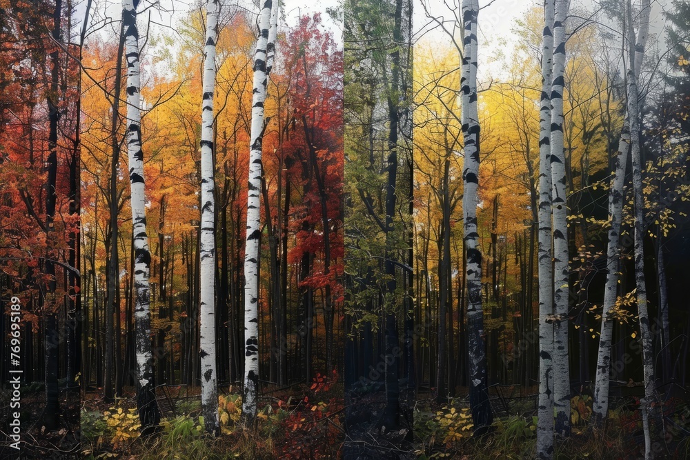 Time-Lapse of Seasonal Color Transformation in Forest