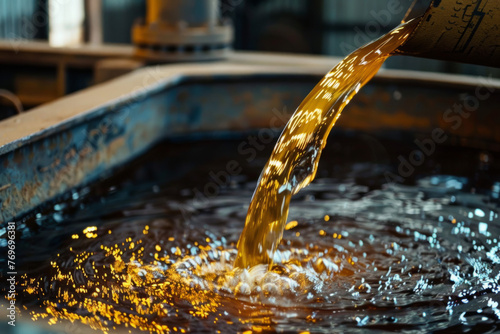 Fresh oil flowing into a bin after processing at a mill