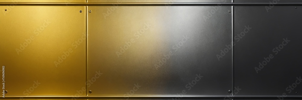 yellow color gradient shiny metal sheet surface smooth texture banner panoramic background banner template backdrop from Generative AI - obrazy, fototapety, plakaty 