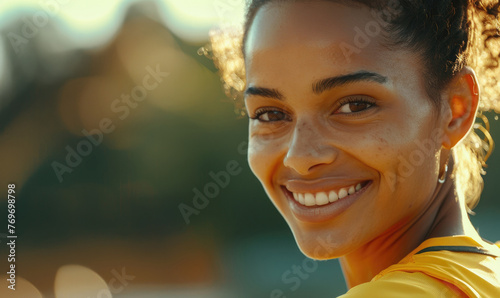 A happy running athlete girl