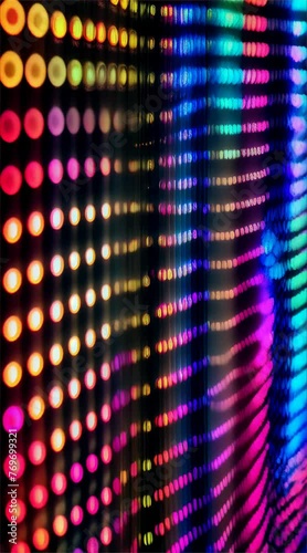 Rows of luminescent dots create a hypnotic pattern, reminiscent of a digital display or futuristic control panel. photo