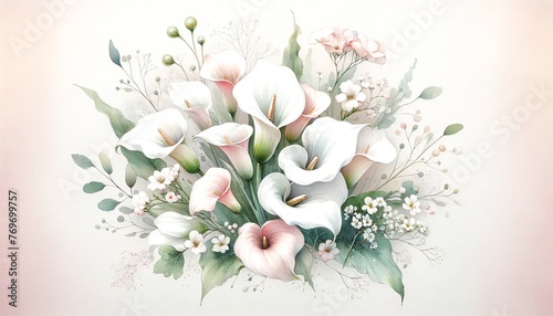 Watercolor Painting of Calla Lily Flowers