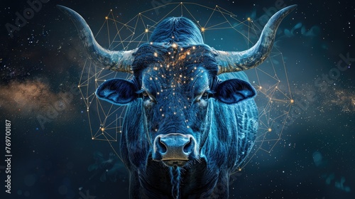 Zodiac sign in the sign of the bull with a starry sky