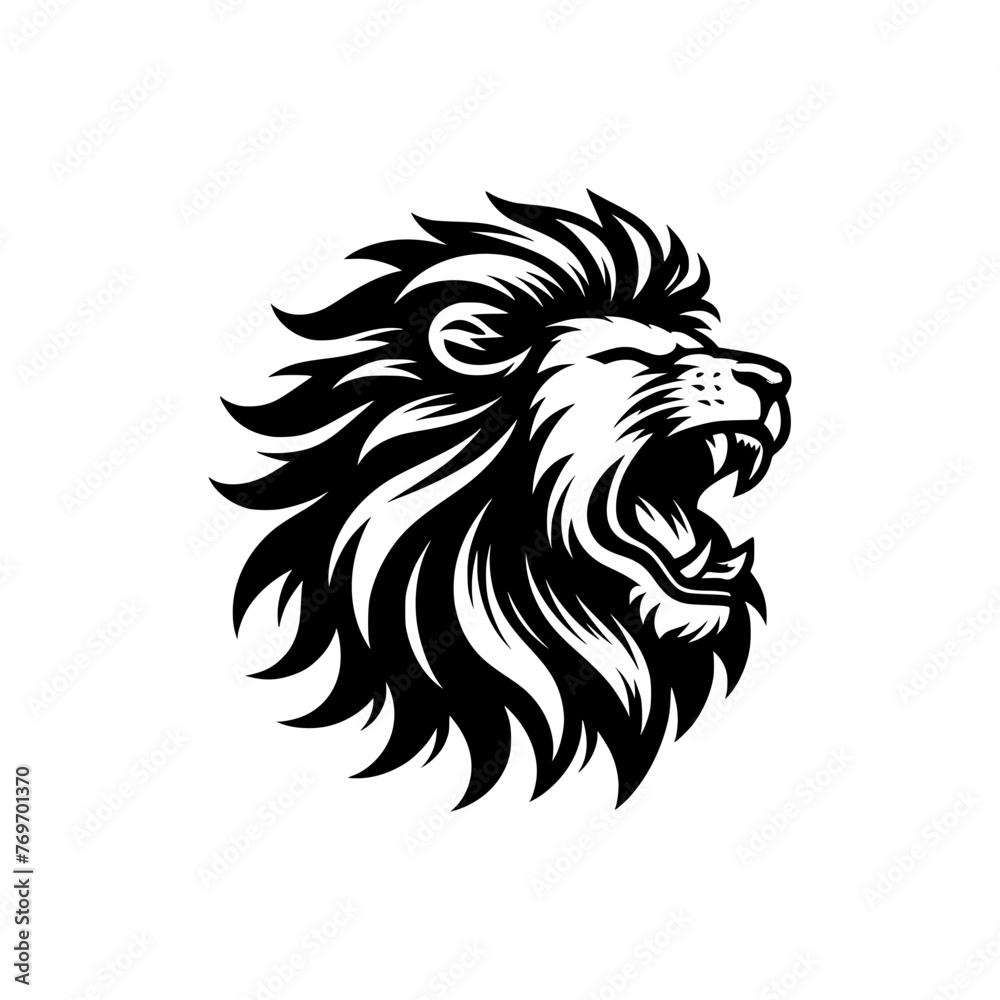 Vector logo of a roaring lion. vector illustration of a lion head, can be used as tattoo