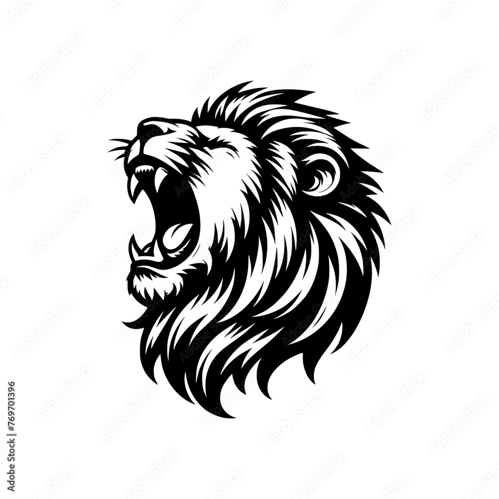Vector logo of a roaring lion. vector illustration of a lion head, can be used as tattoo