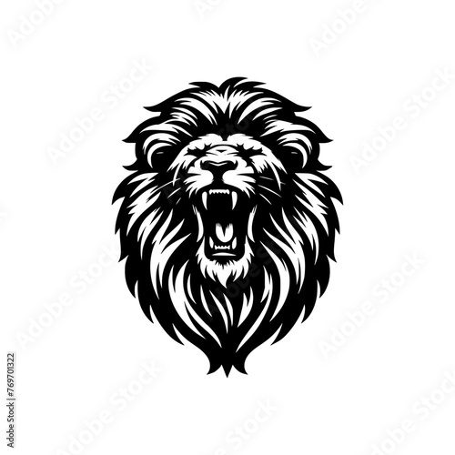 Vector logo of a roaring lion. vector illustration of a lion head, can be used as tattoo