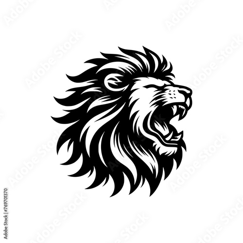 Vector logo of a roaring lion. vector illustration of a lion head  can be used as tattoo