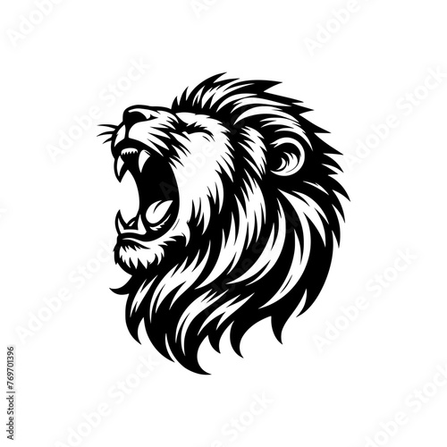 Vector logo of a roaring lion. vector illustration of a lion head  can be used as tattoo