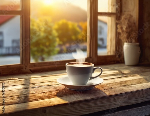 Xícara de café no balcão e janela 6 © Rbone