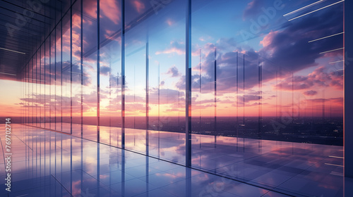 City Skyline Embraced by Dawn and Dusk in Digital Light photo