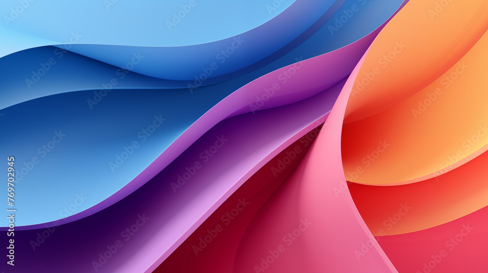 Fototapeta premium Blue Wave Design: A vibrant abstract background featuring flowing curves, vivid colors, and dynamic lines, evoking a sense of motion and space