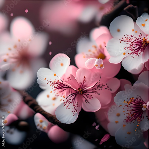 Beautiful pale pink flowers with magenta veins
