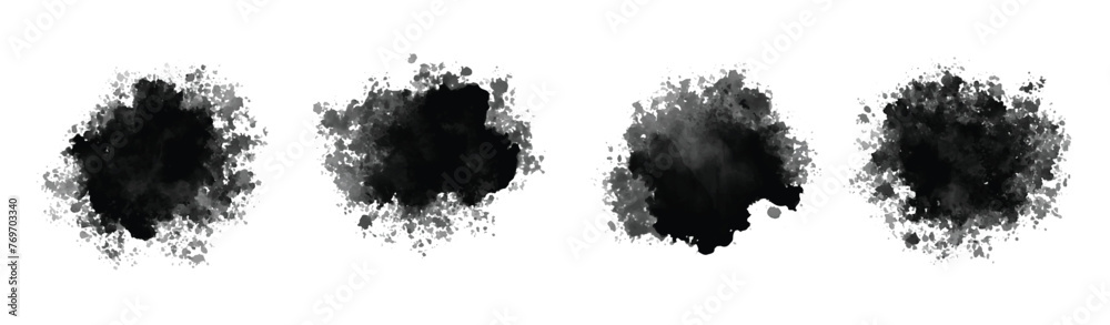 Black paint grunge brush stroke vector. Background overlay vector element collection