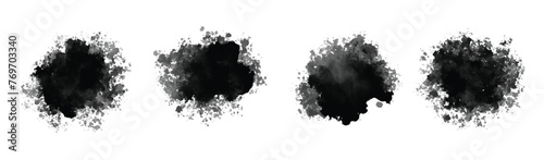 Black paint grunge brush stroke vector. Background overlay vector element collection