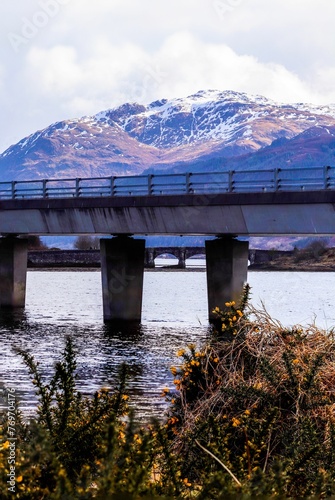 Vertical of a bridge at Kyle of Lochalsh, Scotland, UK photo