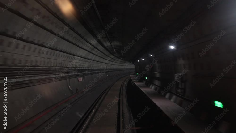 Scenic view of subway tunnel in the dark Scenic view of subway tunnel in the dark