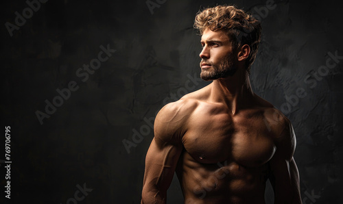 A muscular athletic man, studio background © piai