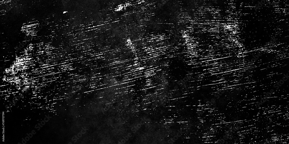 Abstract old wall surface on black background textrue with white scratches and crackes. Dust and scratches design decorate the floor tiles and home. Vintage grunge scratched background, overley, - obrazy, fototapety, plakaty 