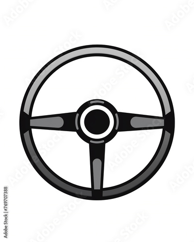 Black and white vector illustration of a steering wheel