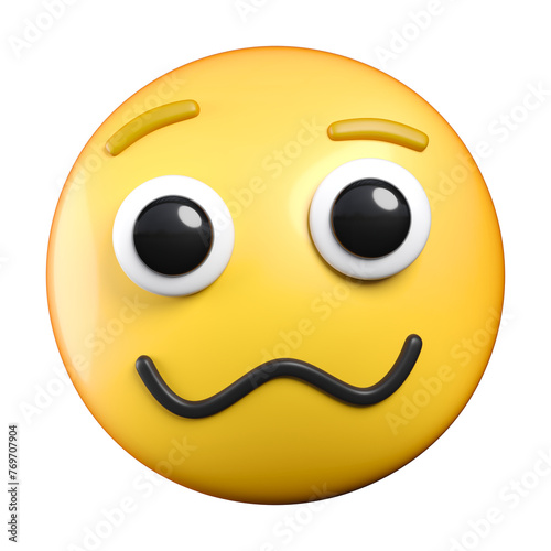 Woozy Face emoji, face with a crumpled mouth, emoticon 3d rendering photo