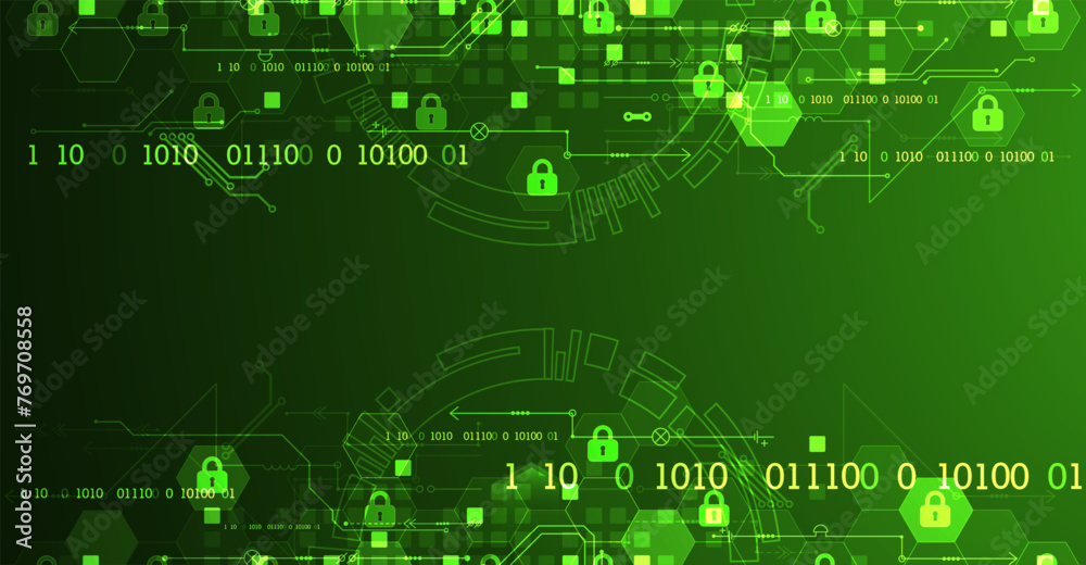 Naklejka premium Secure digital background. Virtual confidential, programming protection. Hand drawn vector.