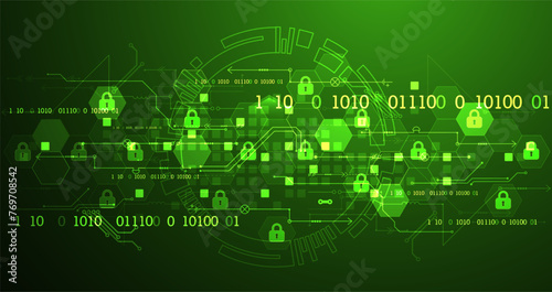 Secure digital background. Virtual confidential, programming protection. Hand drawn vector.