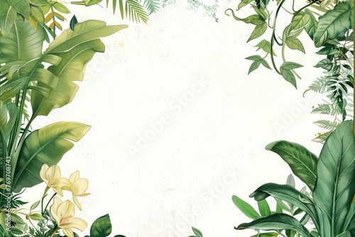 a white background with leaves borders with copy space  graphic design element