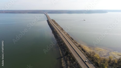 Wallpaper Mural Drone view over cars driving on the Kentucky Lake bridge Torontodigital.ca