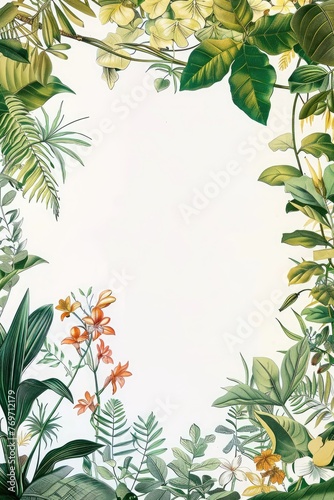 a white background with leaves borders with copy space  graphic design element