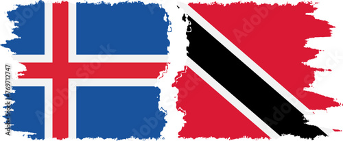 Trinidad and Tobago and Iceland grunge flags connection vector